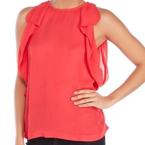Kate Spade coral crepe ruffle tank